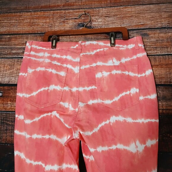 NWT DG2 Diane Gilman Pants Plus Size 18 W Pink Tie Dye Slim Stretch - Picture 5 of 10